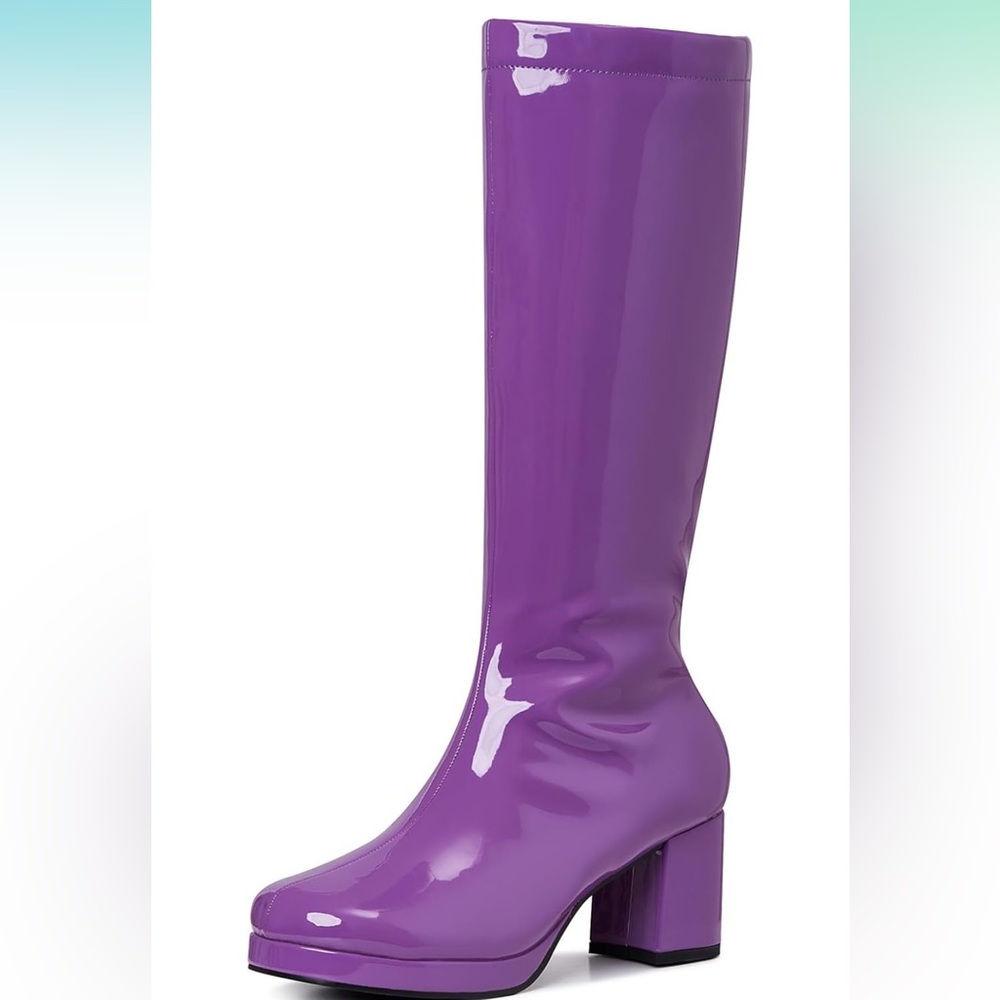 PURPLE MIDCALF LEATHER BOOTS